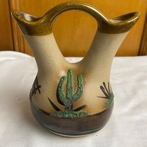 Vintage Betty Selby Southwestern Pottery Wedding Vase - Miniature Hand Painted